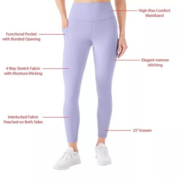 Women Lila Purple High-Waisted Leggings XL with Stretchy Fabric New Members Mark - Picture 6 of 7